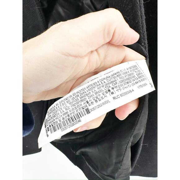 Zara Manteco Wool Double Breasted Coat in Black Gold Size L - Picture 4 of 6